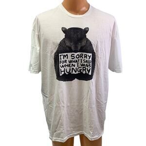 New Threadless Mens XXL Sorry For What I Said When I Was Hungry Bear Tee